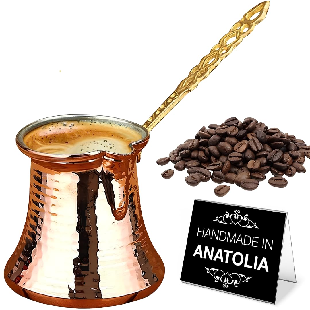 Pava Hakan de cobre para café turco con calor rápido.