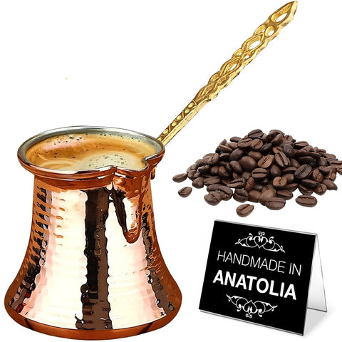 Pava Hakan de cobre para café turco con calor rápido.