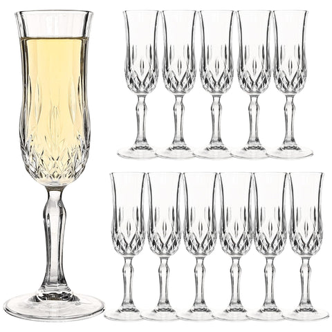 HAKEEMI copas champán 12-4oz con tallado vintage para brindis elegantes.
