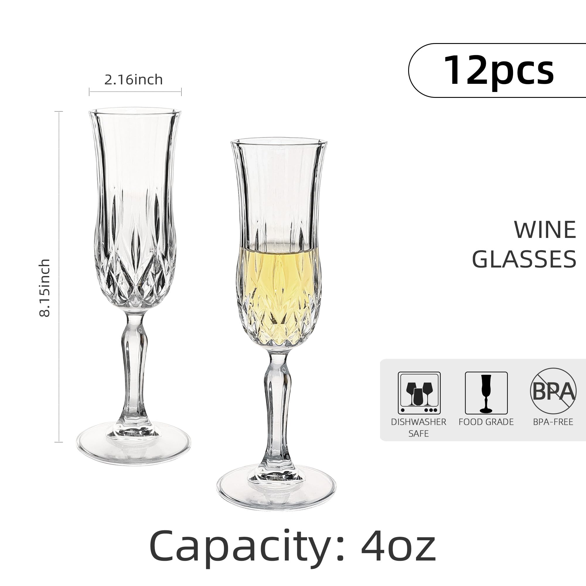 HAKEEMI copas champán sin plomo, cristal claro para resaltar burbujas.