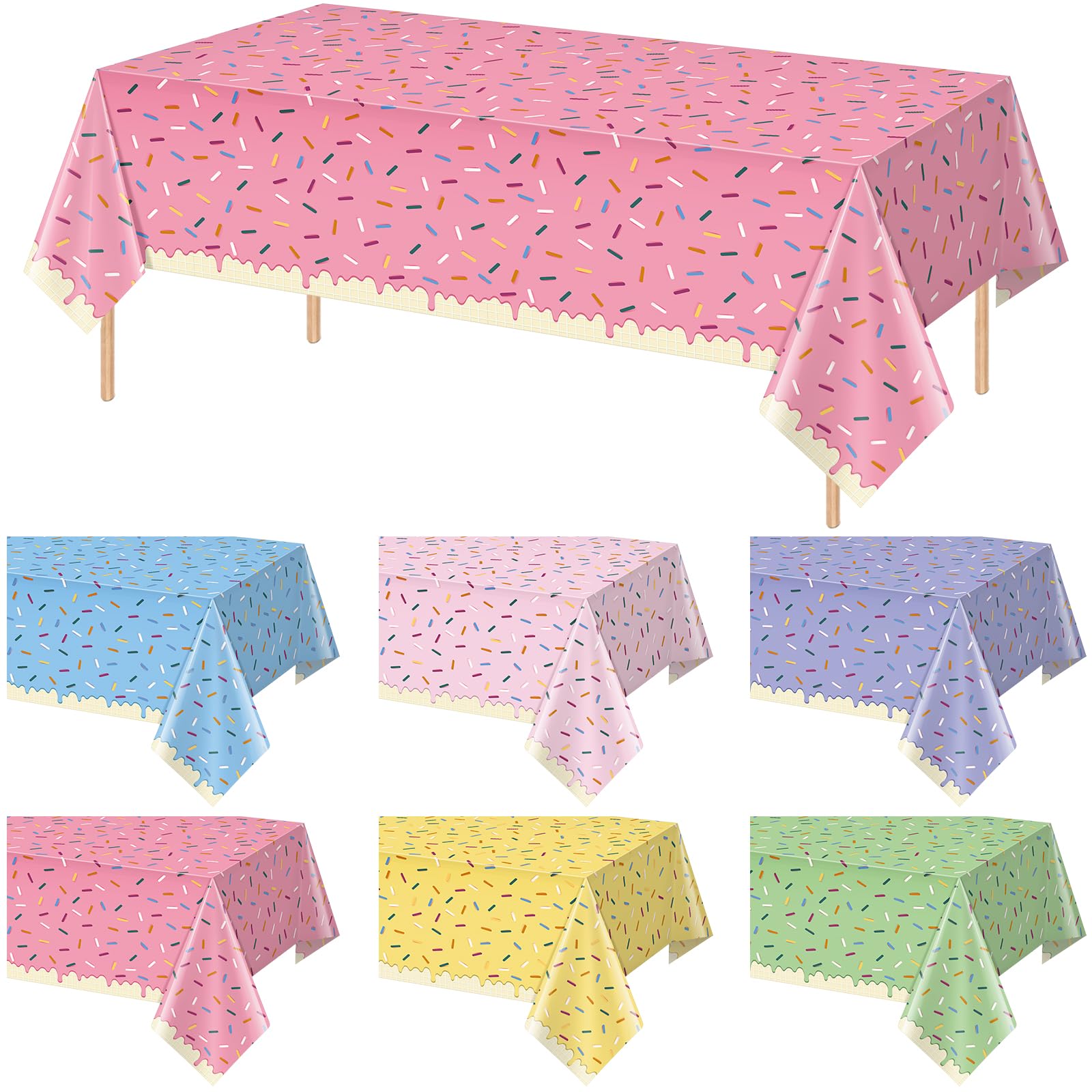mantel hallswl con diseño helado y donas, ideal para fiestas temáticas y fácil limpieza.