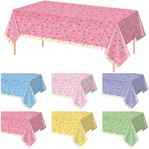 mantel hallswl con diseño helado y donas, ideal para fiestas temáticas y fácil limpieza.