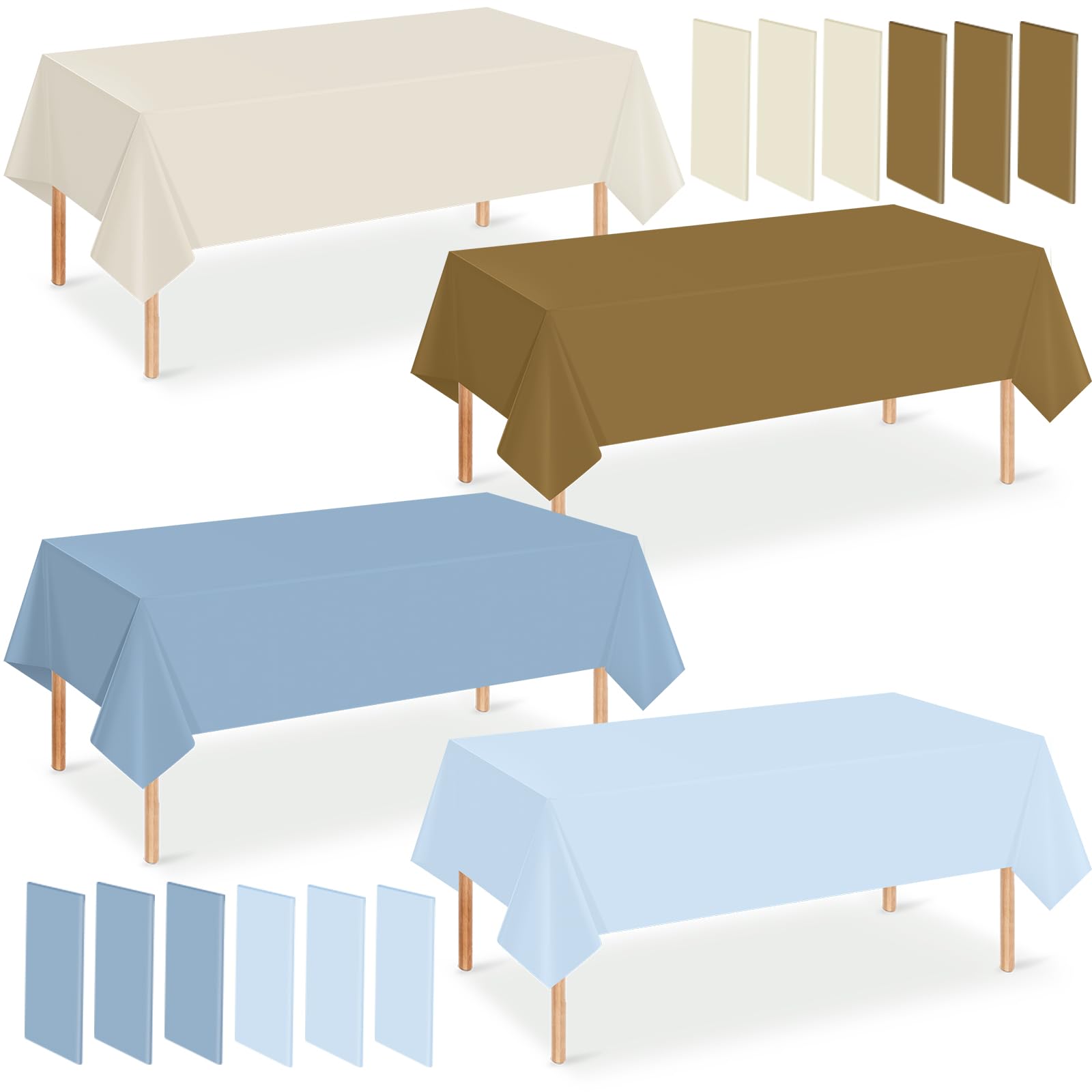 Mantel plástico desechable Hallswl marfil para mesa rectangular; facilita la decoracion y la limpieza