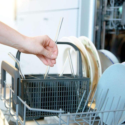 HALM pajitas de vidrio aptas para lavavajillas, ahorro de residuos.