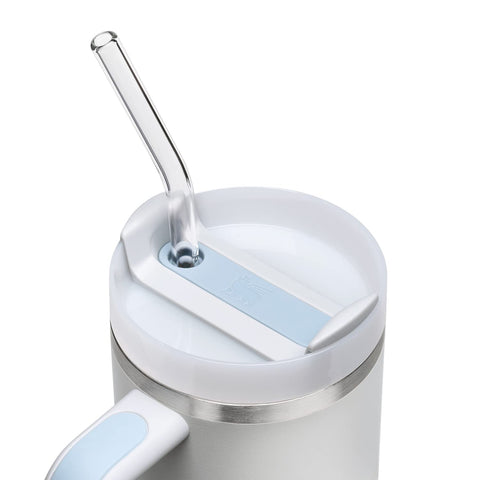 Pajita HALM de vidrio doblada para Quencher, resistente y neutra en sabor.