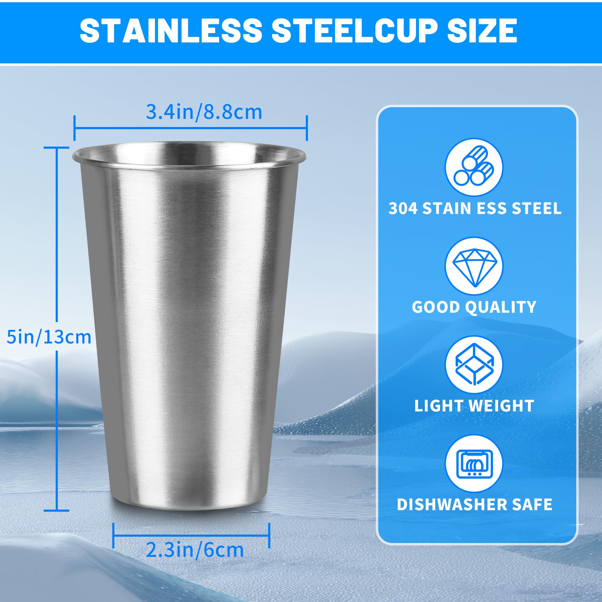 Vaso HAMILADUO para uso diario en casa, acero inoxidable 16 oz.