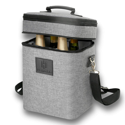 HAMILO bolsa vino 4 botellas gris, ideal para viajar con vino