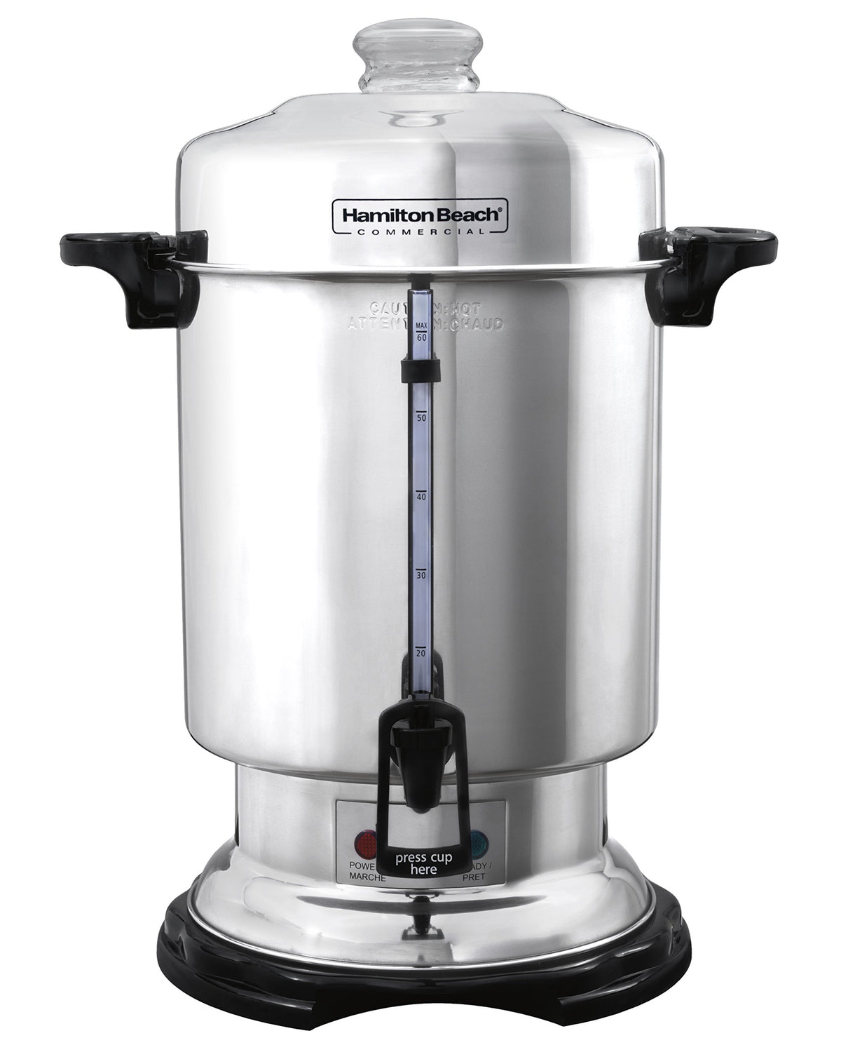 Urna Hamilton Beach D50065 con capacidad para 60 tazas, ideal para eventos.