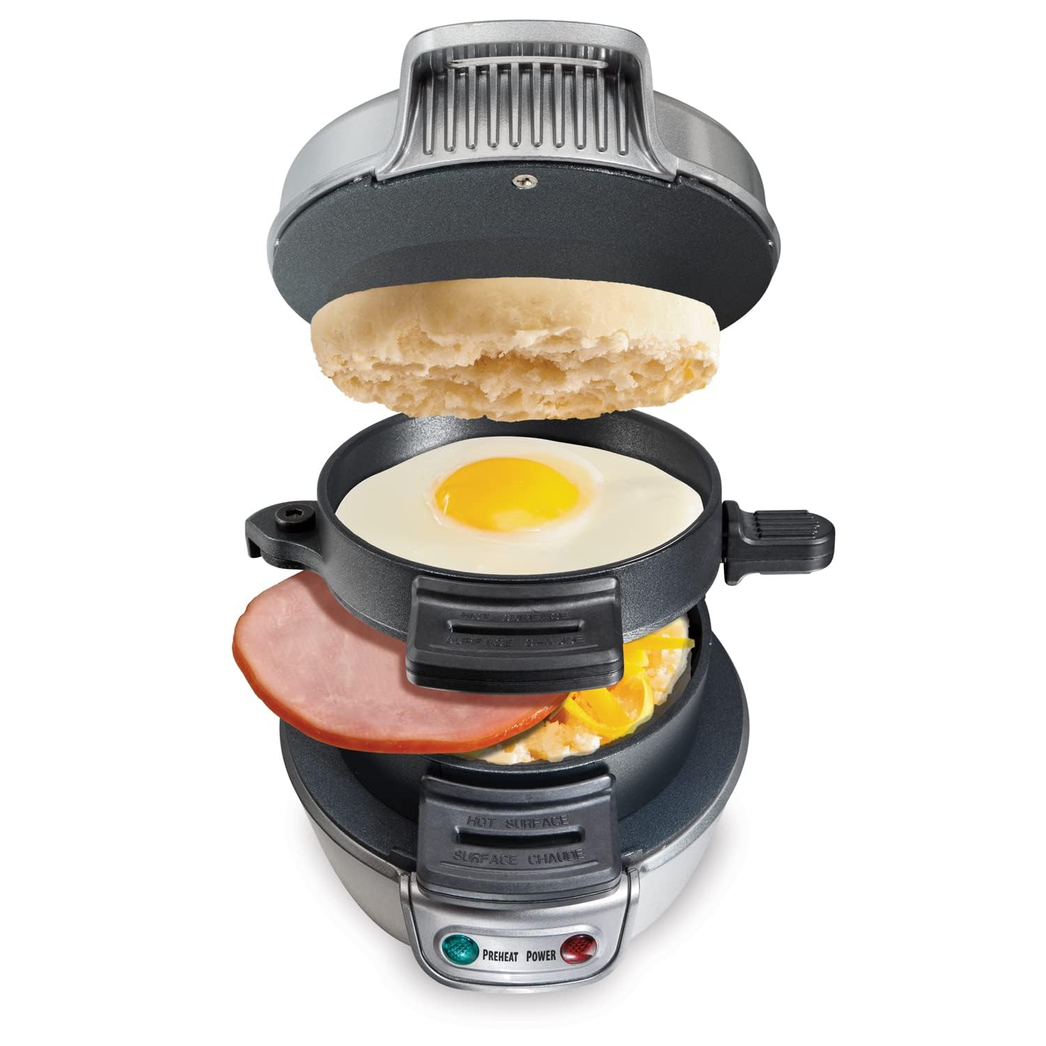 Hamilton Beach Desayunador con anillo de huevo para sándwich rápido en casa