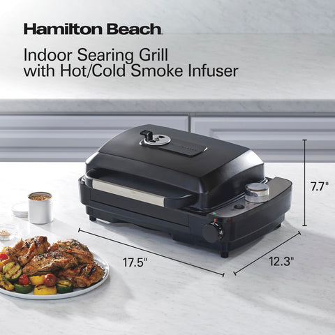 Hamilton Beach Grill: diseño compacto ideal para cocinas y cenas caseras.