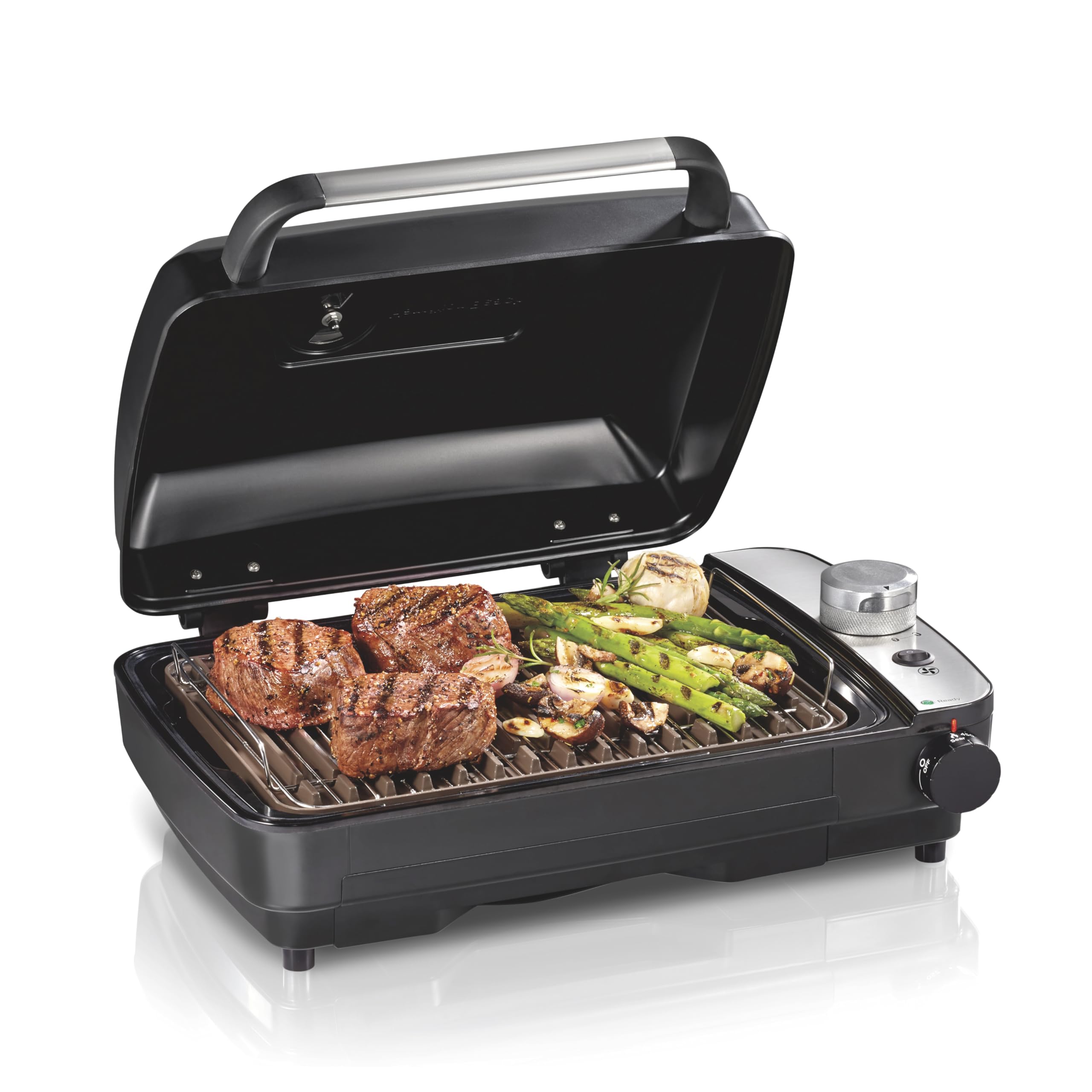 Hamilton Beach Grill: superficie antiadherente de 116 pulgadas cuadradas para asar uniformemente.