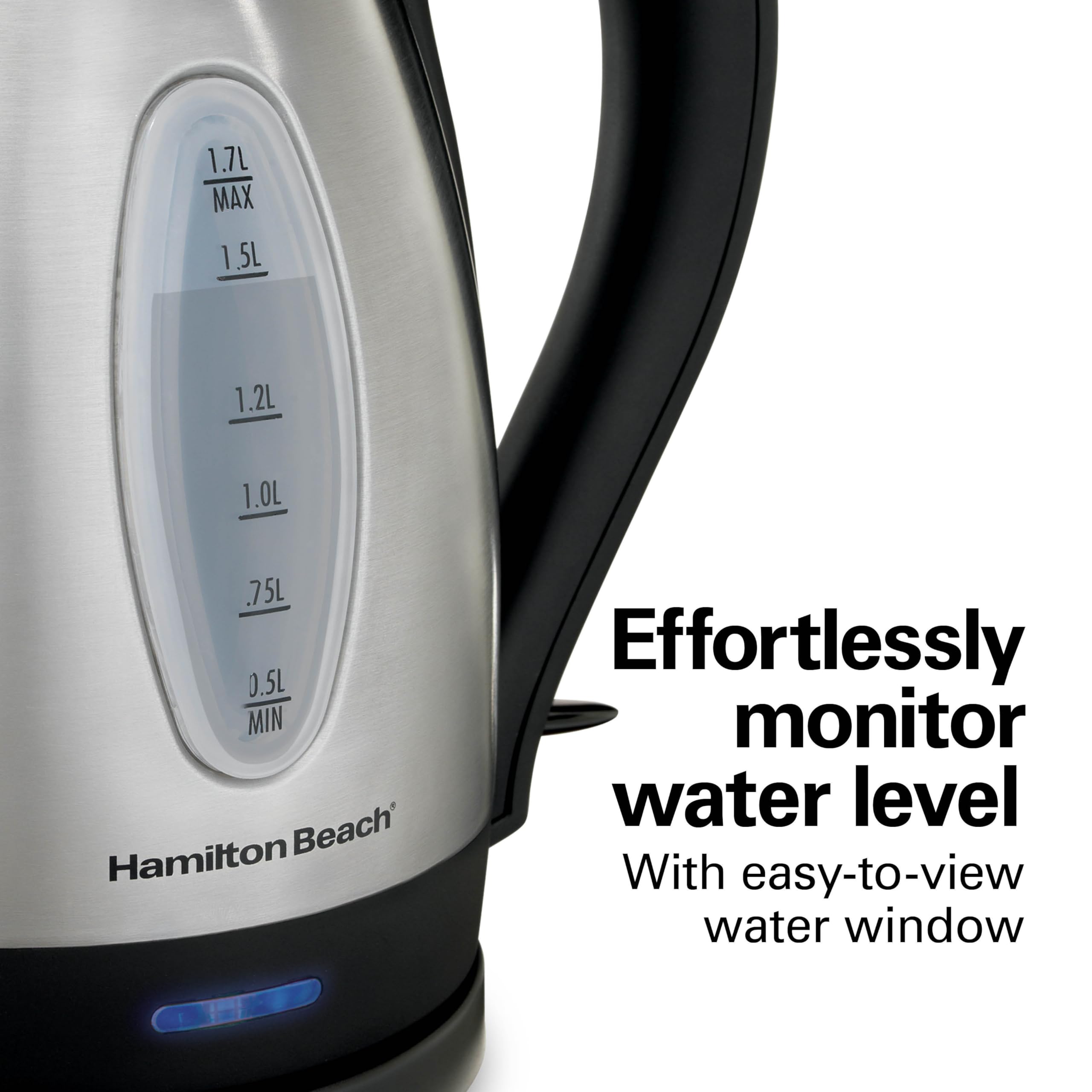 Hamilton Beach tetera eléctrica 1.7 L, boquilla anti goteo para servir limpio