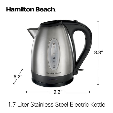 Hamilton Beach tetera eléctrica 1.7 L, interior libre de BPA para tranquilidad