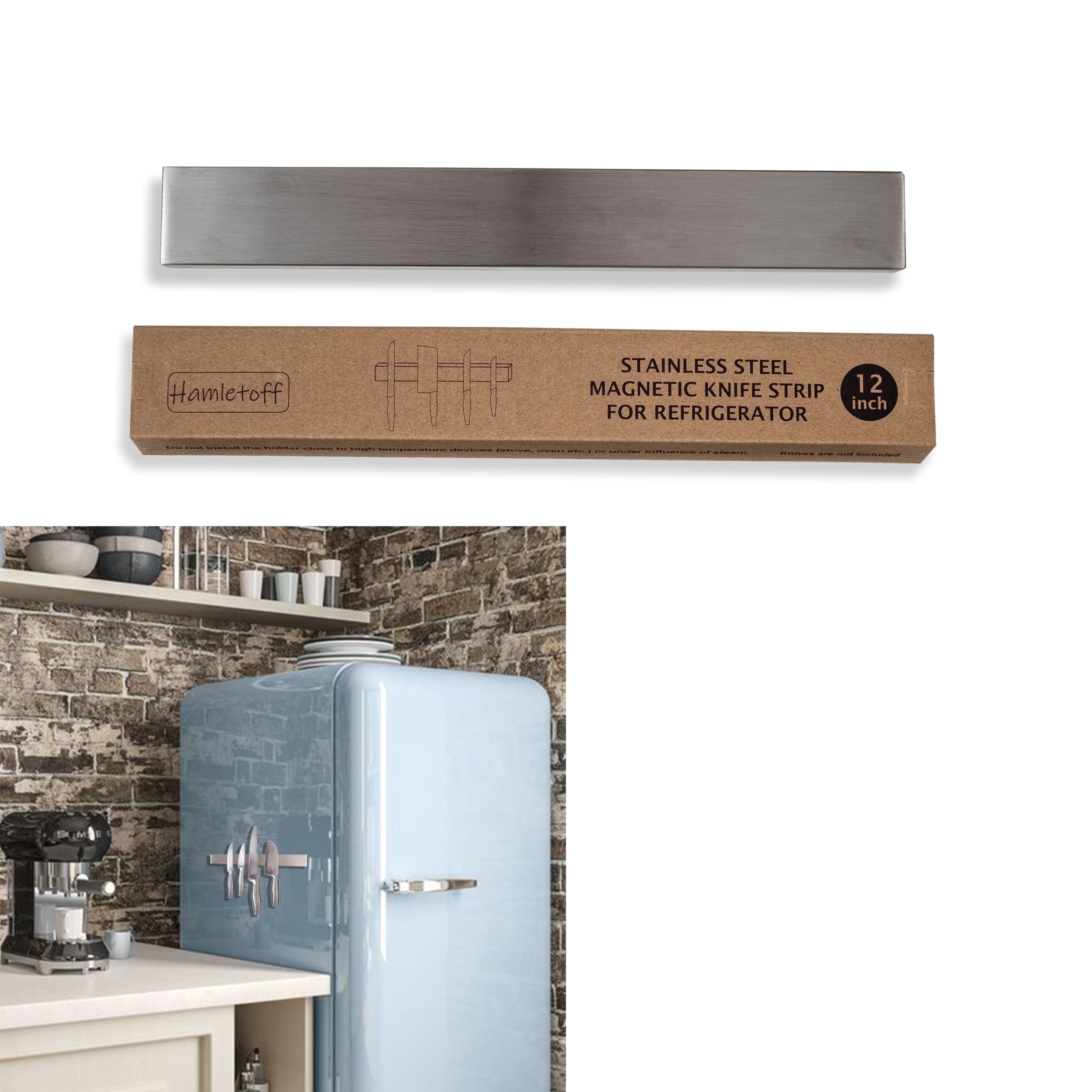 Hamletoff barra magnética para cuchillos en refrigerador, al alcance y organizados.
