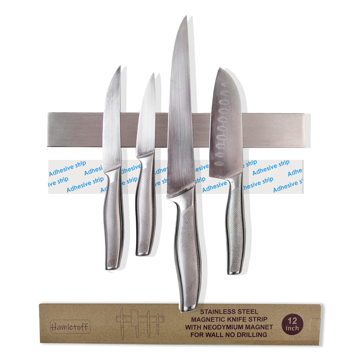 Hamletoff barra magnética cuchillos sin taladro, instalación rápida y segura en la pared.