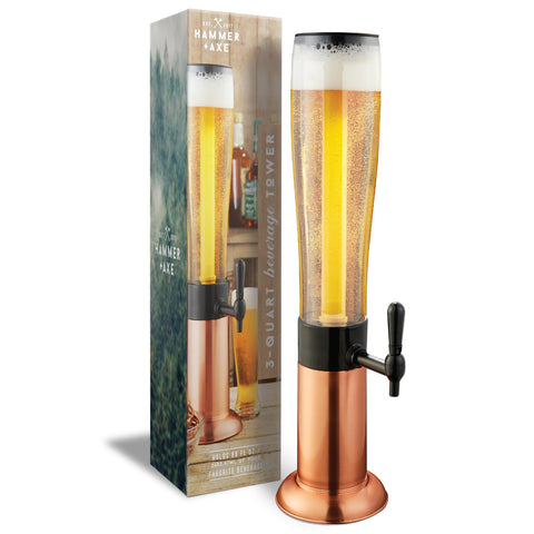 Hammer + Axe dispensador de bebidas 88oz para servir cervezas y cócteles con estilo.