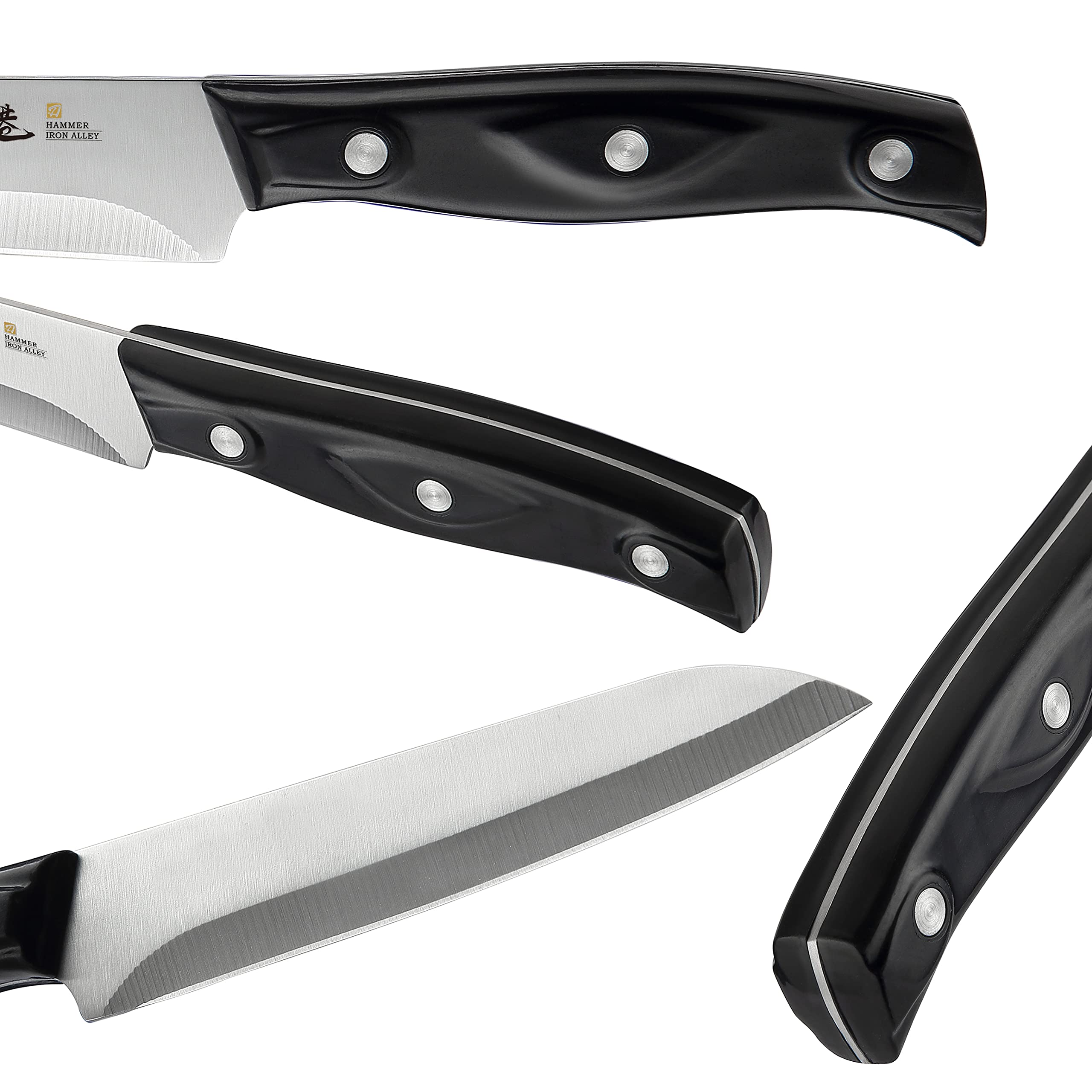 HAMMER IRON ALLEY cuchillos negros 4 pulgadas: filo duradero para tareas detalladas.
