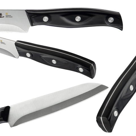 HAMMER IRON ALLEY cuchillos negros 4 pulgadas: filo duradero para tareas detalladas.