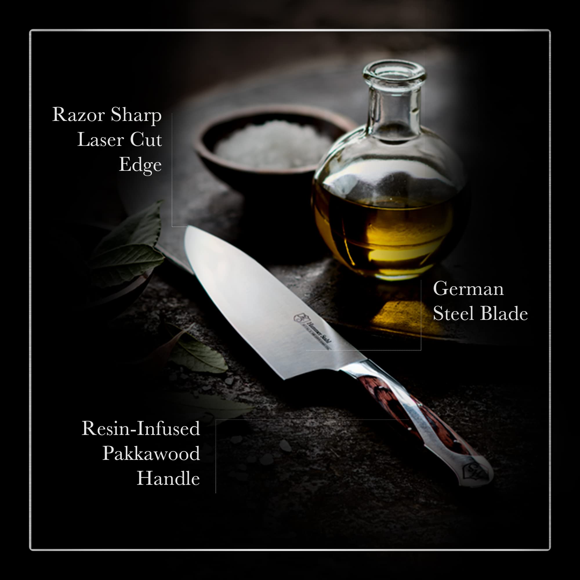 Cuchillo Hammer Stahl 8 pulgadas corta vegetales con precisión para preparaciones rápidas.