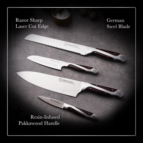 Hammer Stahl cuchillo de pan de 8 pulgadas, ideal para rebanar pan crujiente.