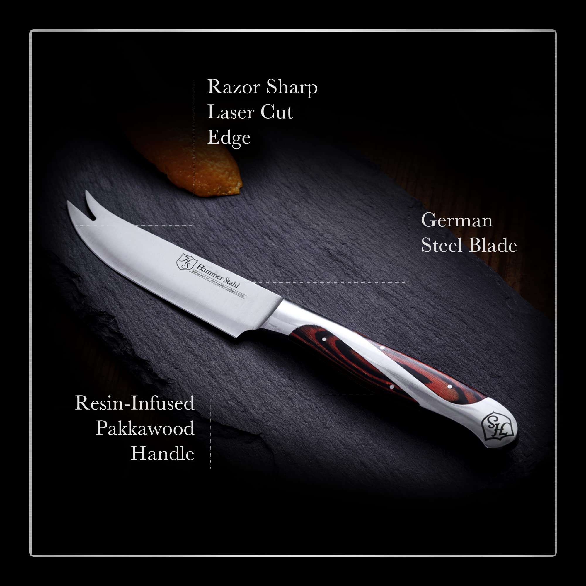 Hammer Stahl Cuchillo bar 5 pulgadas con punta de brocheta para guarniciones.