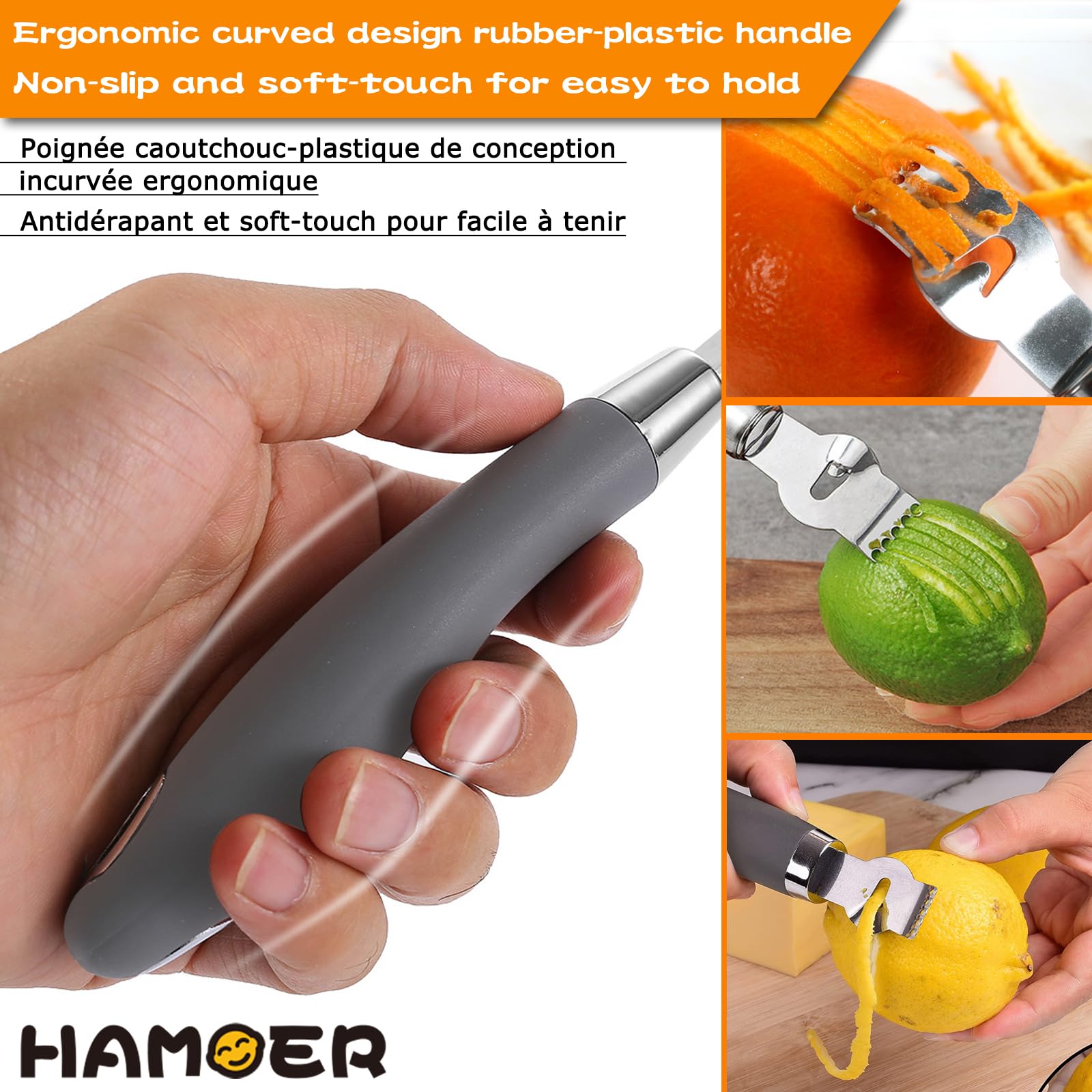 HAMOER acero inoxidable doble rallador para limpieza fácil.