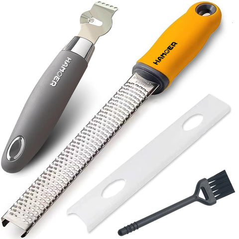 HAMOER rallador cítrico dúo ergonómico para rallado rápido.