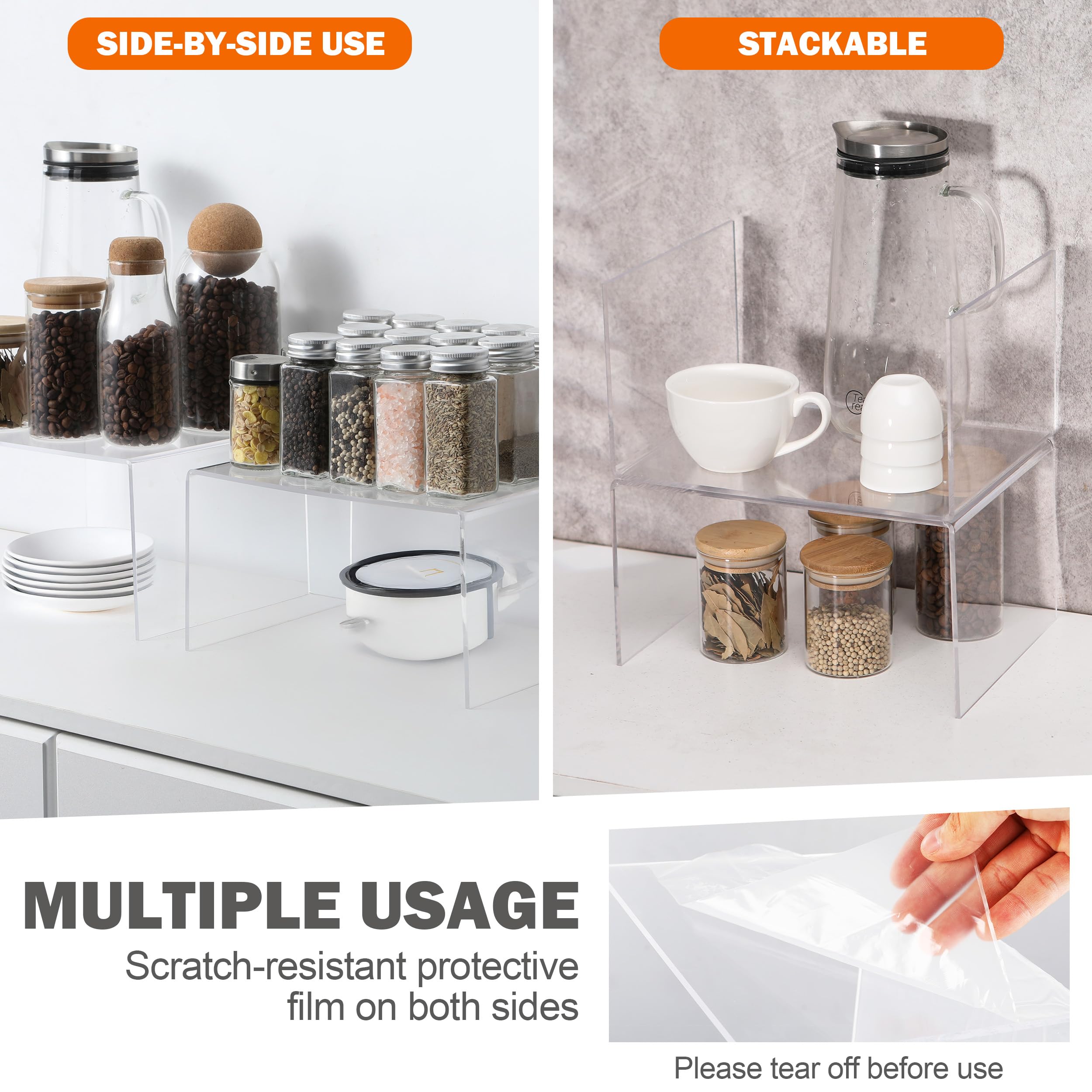 Hampsele soporte para platos y tazas acrílico, ahorro de espacio en alacena.