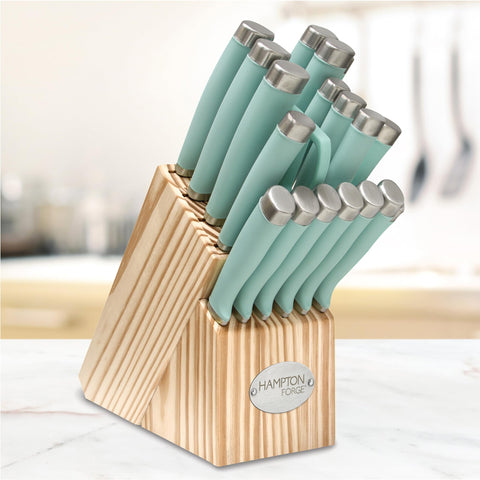 Cuchillo de rebanar de 8 pulgadas Hampton Forge Epicure Pistachio para cortes uniformes.
