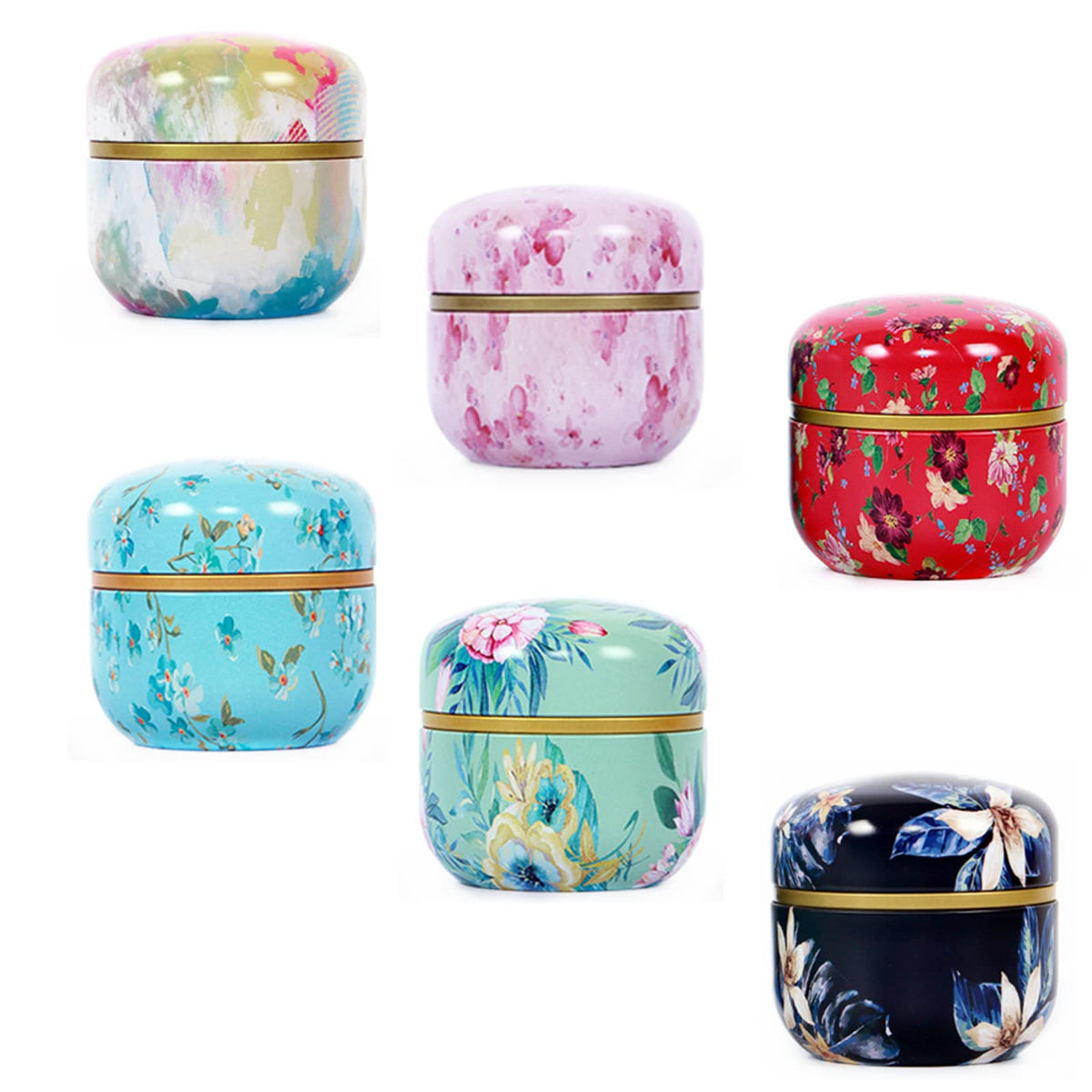 La lata hermética HAN SHENG para té de 10 onzas con diseño floral, ideal para conservar aromas.