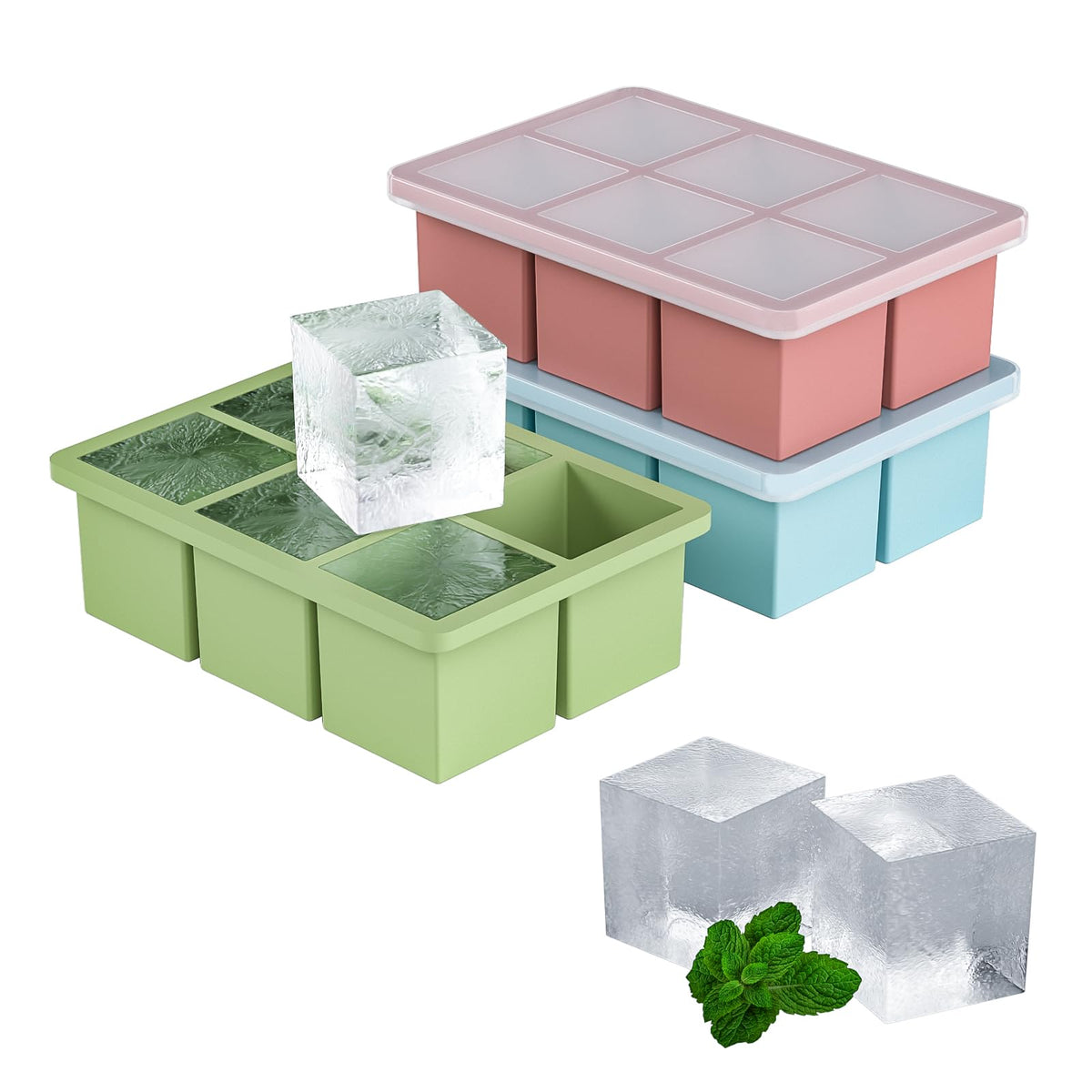 HANCELANT bandeja de hielo con cubos grandes azul para whisky