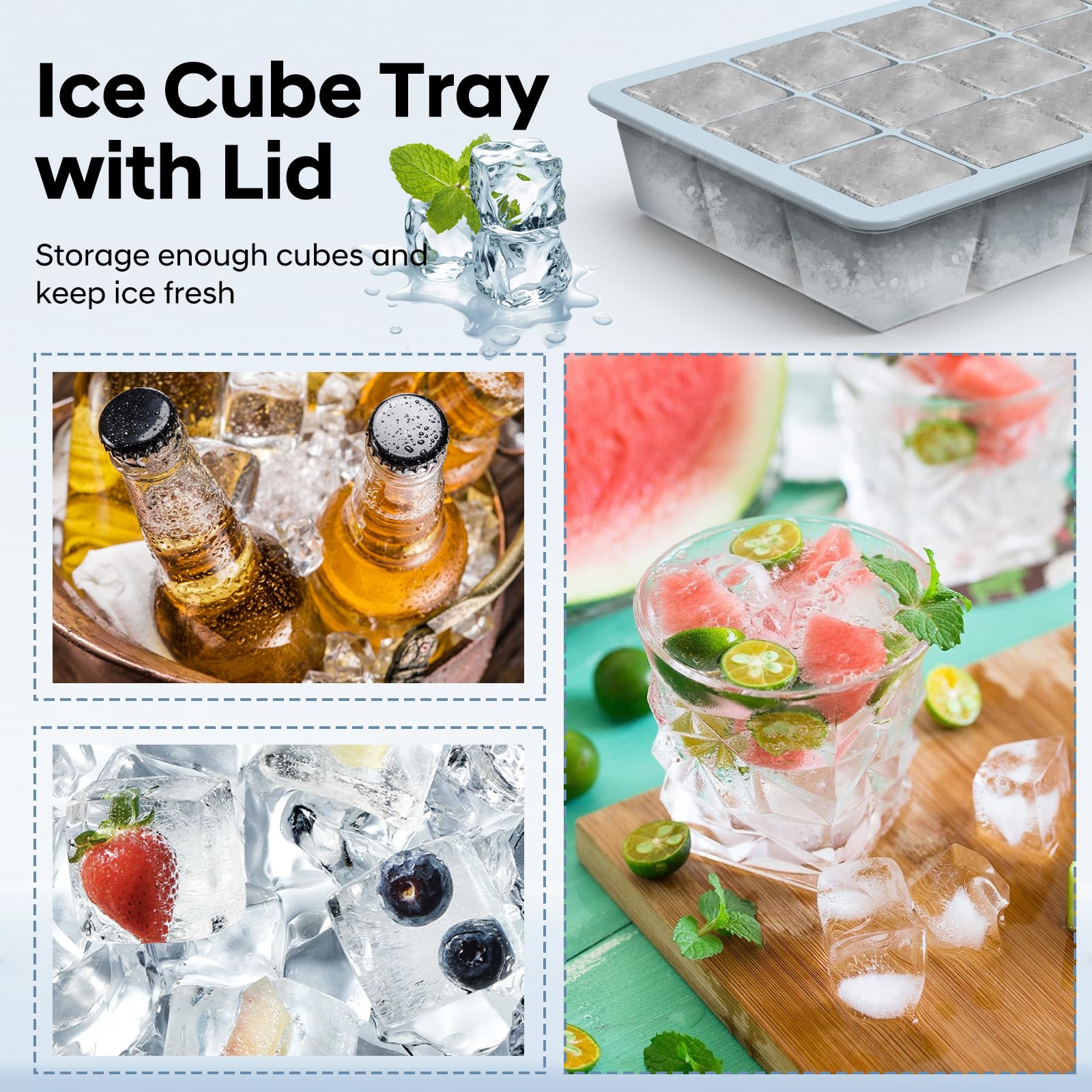 Cubos de hielo medianos HANCELANT, desmolde rápido gracias a la silicona flexible.