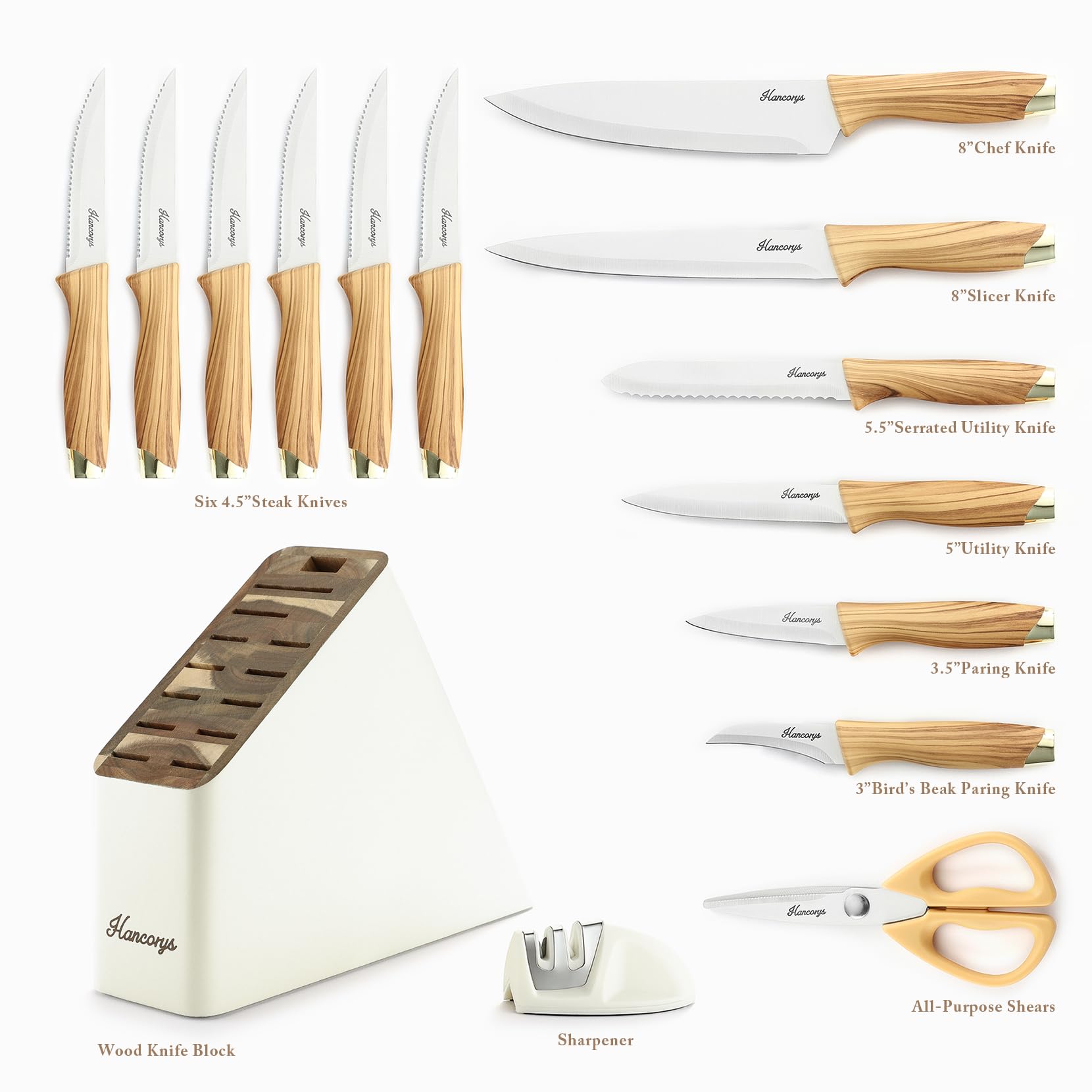 Cuchillo chef Hancorys 8 pulgadas con filo preciso para cortes rápidos.
