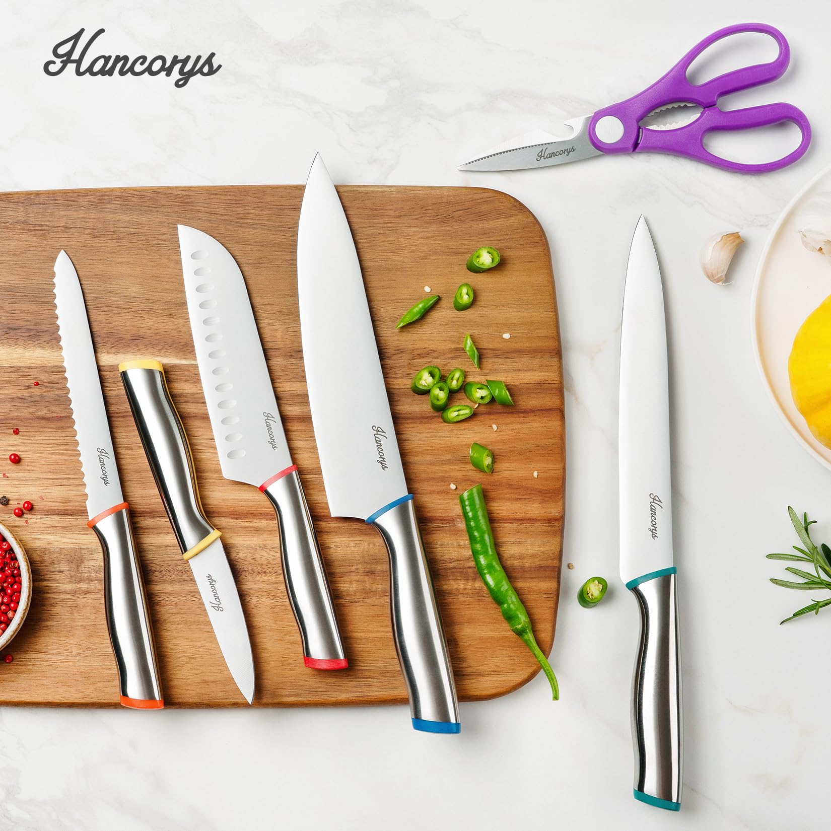 Hancorys Hoja Cuchillo Afilada Acero Alto Carbono para tareas de cocina precisas.
