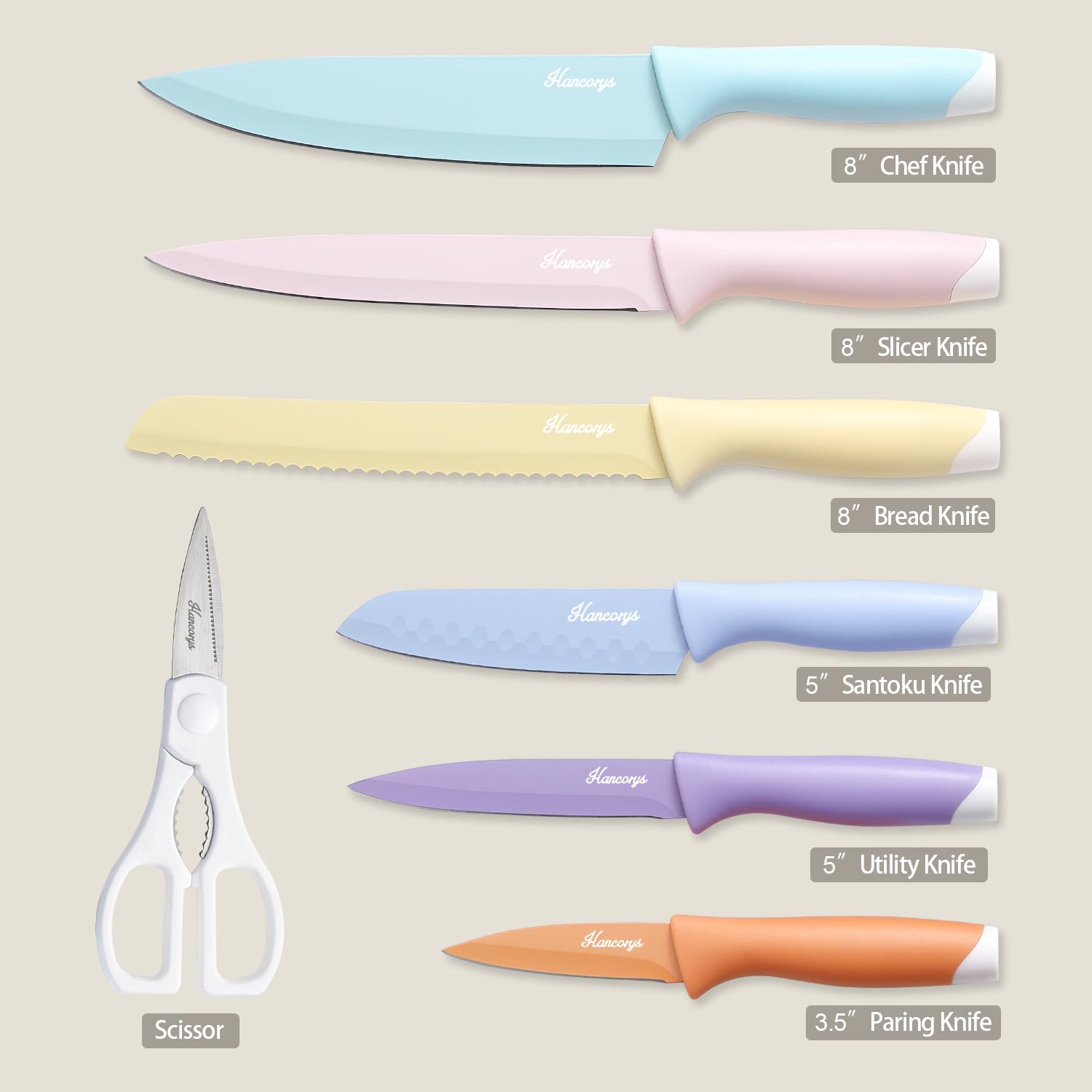 Tijeras de cocina Hancorys con 6 fundas de seguridad para almacenamiento