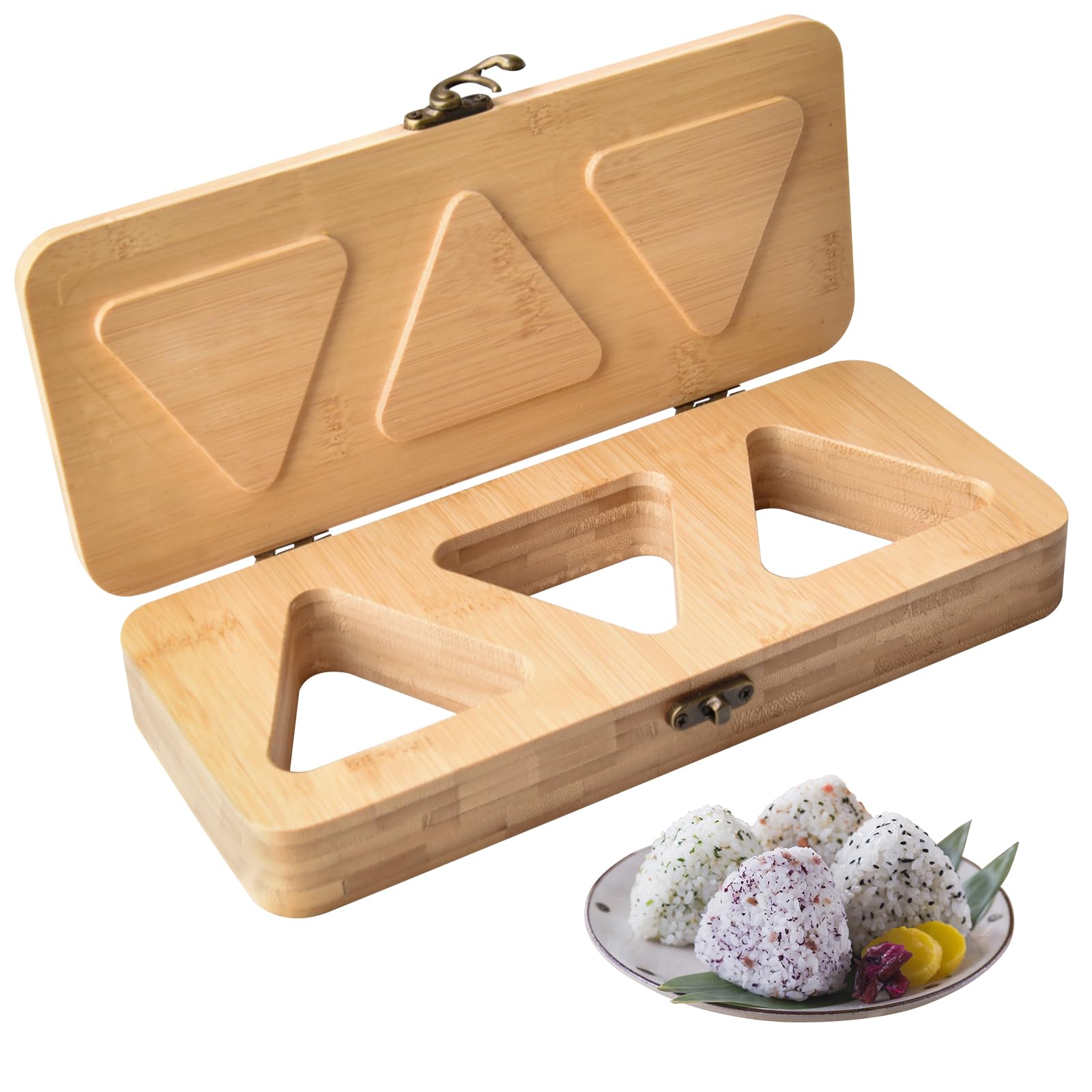 Handbanary moldeo de bambú para onigiri con tapa: prepara meriendas saludables en casa.