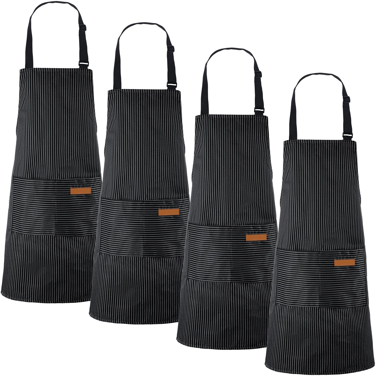 Handepo delantal negro con bolsillos grandes, útil para cocinar y mantener utensilios a mano