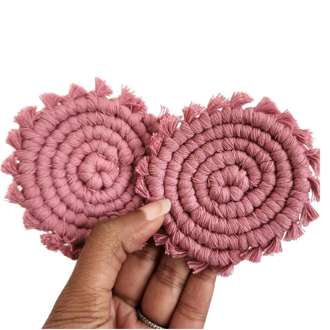 Handmade By Uruba posavasos de coche algodón con macramé bohemio, absorben condensación para coche limpio