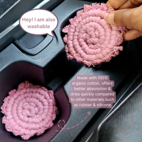 Paquete de 2 posavasos para coche con acabado artesanal para viajes diarios