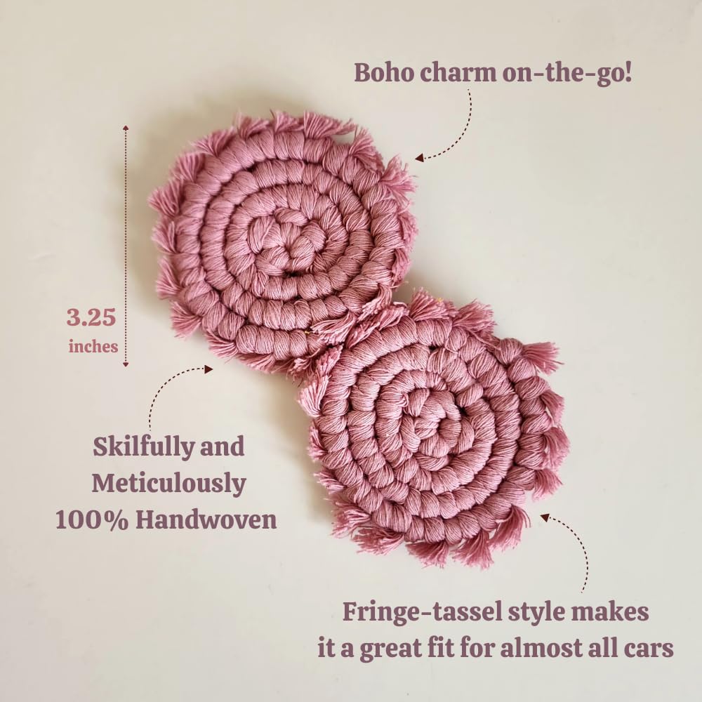 Diseño bohemio macramé añade textura y calidez al interior del coche