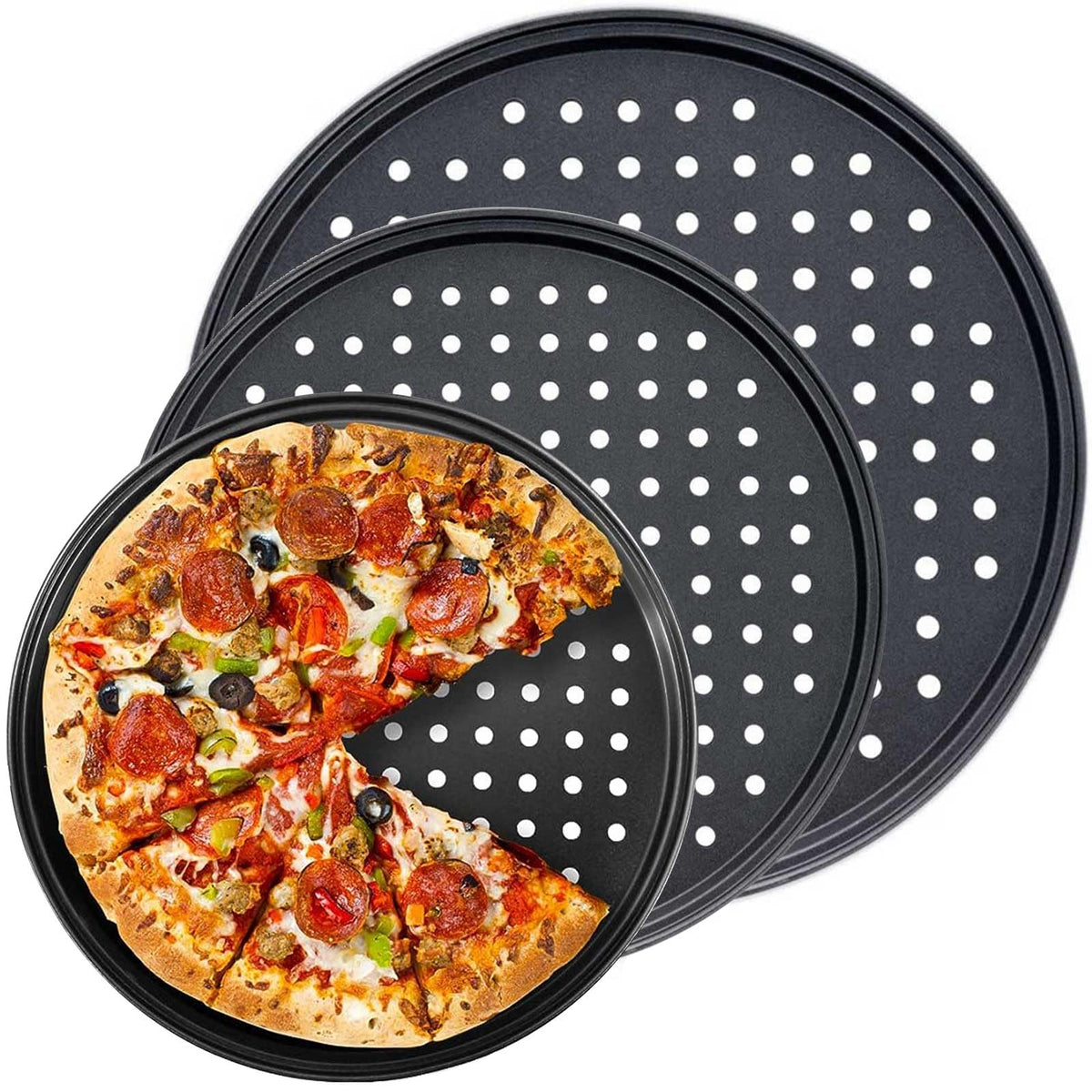 Bandeja Handook para pizza de 9 pulgadas, perforada, para hornear uniforme y crujiente.