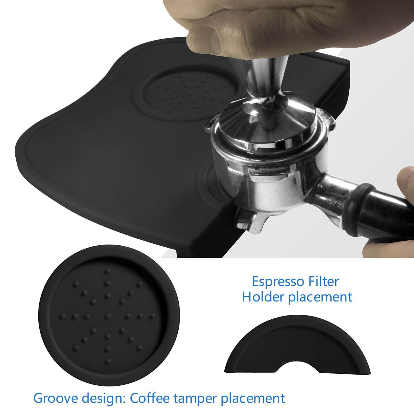 Tapete Handook con diseño práctico mantiene orden y acceso a accesorios de barista.