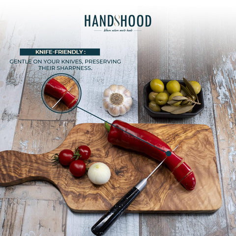 HandsHood tablero de olivo natural con vetas únicas, regalo elegante para la cocina.