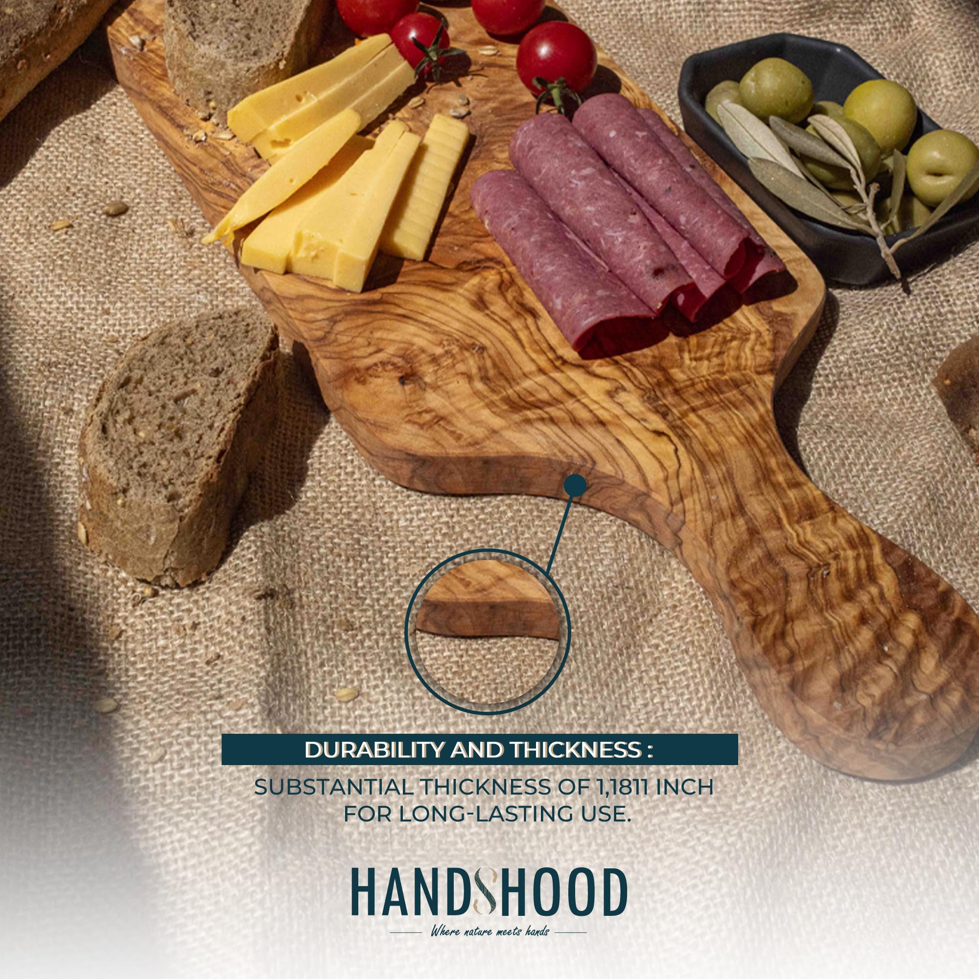 HandsHood tabla para charcutería y quesos, diseño versátil para reuniones.