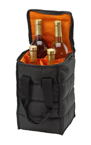 Handy Laundry portabotellas de vino con cuatro bolsillos para traslado seguro.