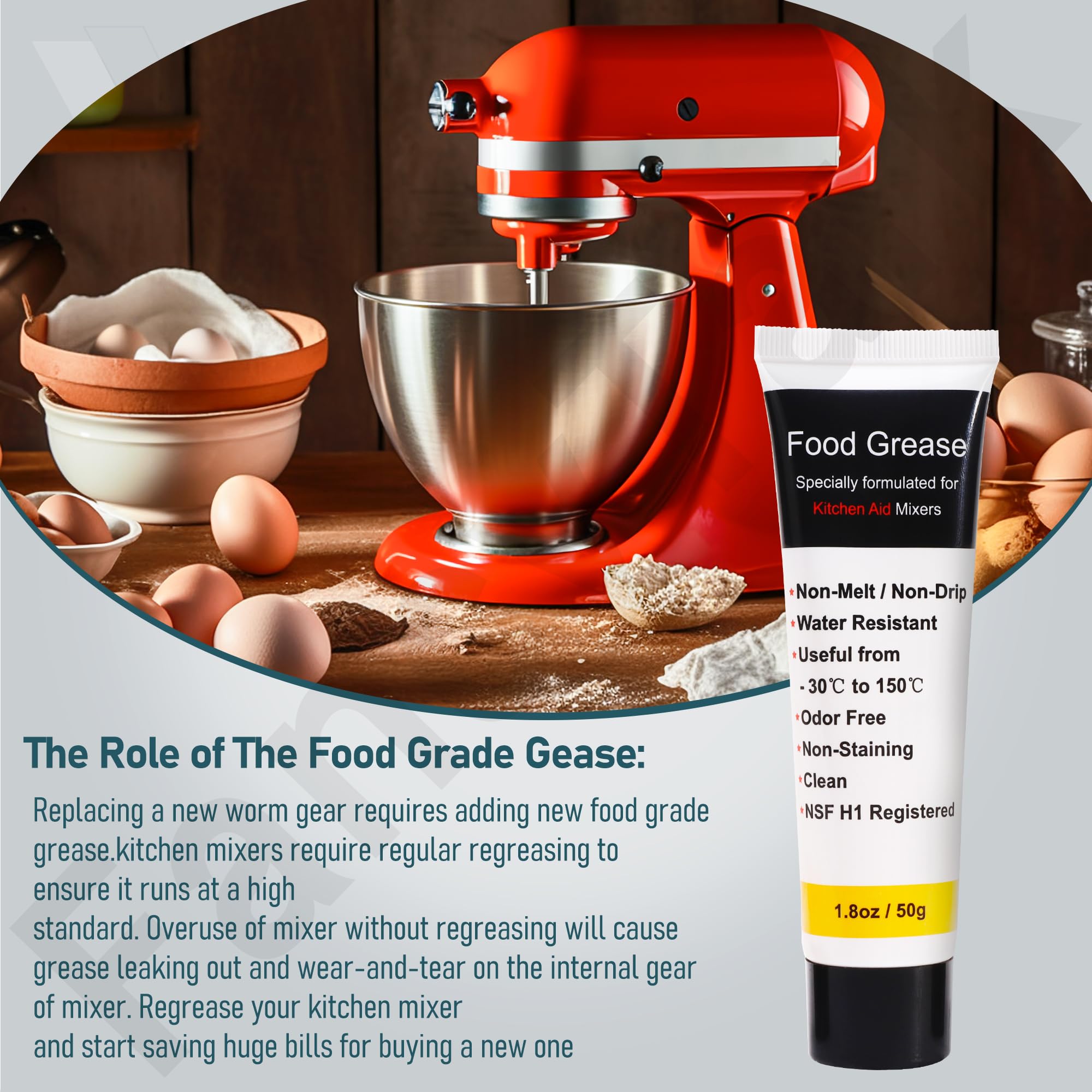 Grasa alimentaria HandyTek 1-8oz, lubricación segura para uso culinario.