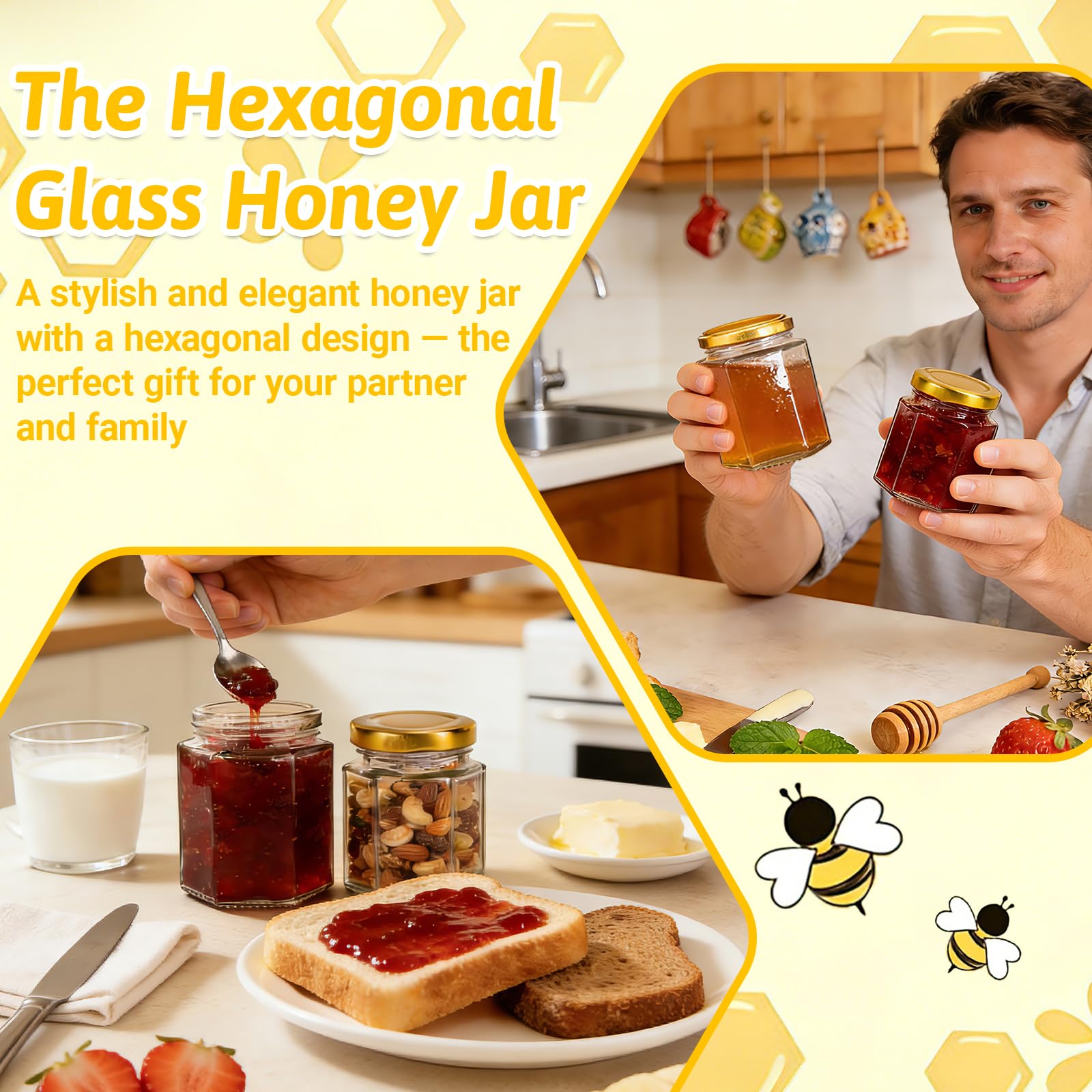 Etiquetas Haneye para personalizar frascos hexagonales con estilo