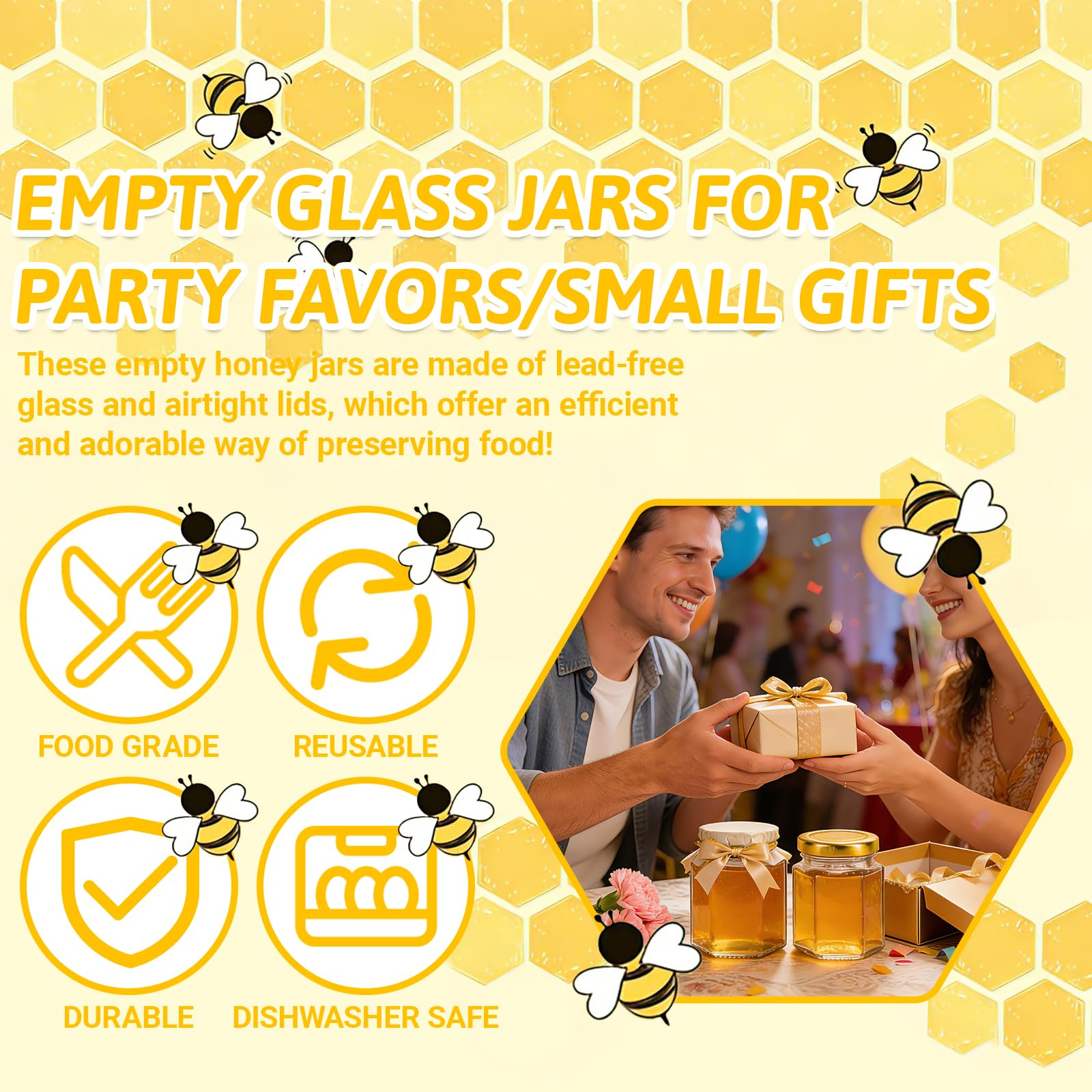 Haneye frascos para regalos, tapas doradas para fiestas