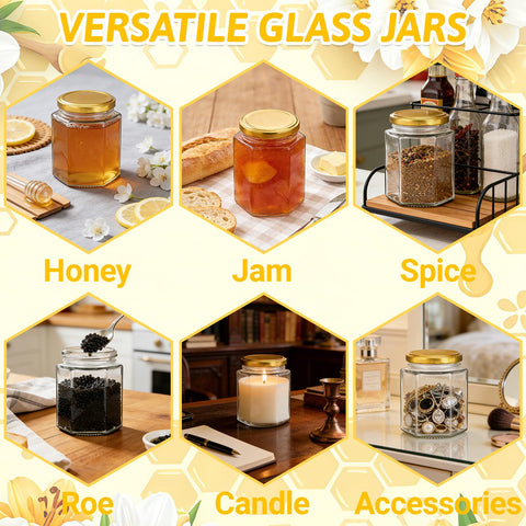 Haneye frascos hexagonales de cocina, usos versátiles y almacenamiento seguro