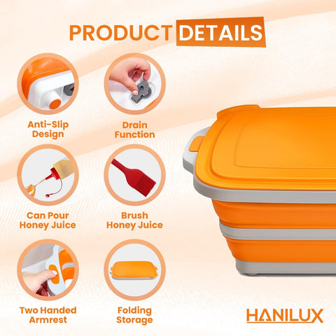 Cubo-barbacoa HANILUX plegable, almacenamiento práctico para ingredientes.